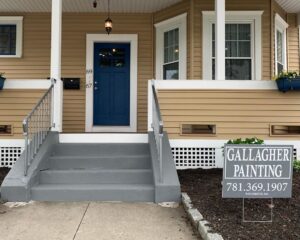 gallagherpaintingllc_deck_painting Residential Exterior project with Gallagher Painting yard sign in Winchester, MA